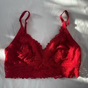 PINK Victoria's Secret Red Lace Bralette, Size Medium